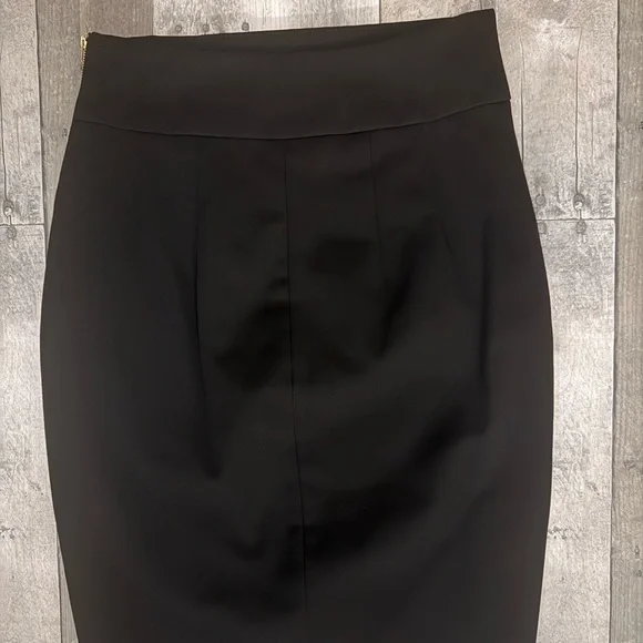 Express High Waist Chic Black Pencil Skirt with Gold Zipper - Picture 6 of 11